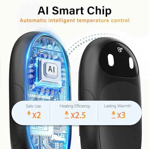 Hand Warmers Rechargeable 2 Pack, AI Smart Chips 20Hrs Long Safe Heat, Magnetic Electric Hand Warmers, Gifts for Christmas, Outdoor, Golf, Hunting, Camping Accessories - Black