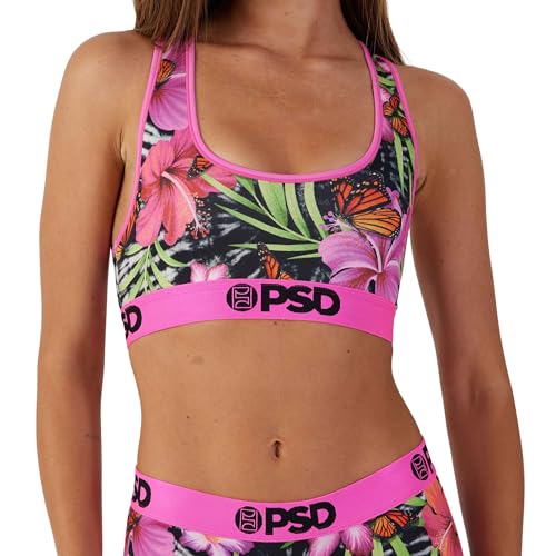 PSD Womens Sports Bra ? Wild Trip 3-Pack, Comfortable Medium Support Sports Bras for Women Pack, Womens Racerback Sports Bras Multipack, X-Small