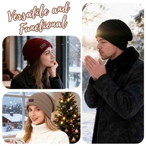 ZOORON Slouchy Beanies Hats for Men Women Cable Knit Winter Hats Chunky Beanie Skull Warm Cap