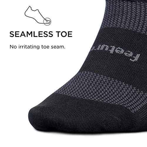 Feetures High Performance Ultra Light Ankle Sock - No Show Socks for Women & Men with Heel Tab - Black, Small - (6 Pair)