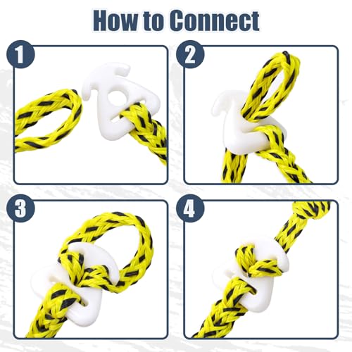 Yellow 2 Pack Boat Tow Rope Connector with Quick Connect - Marine-Grade