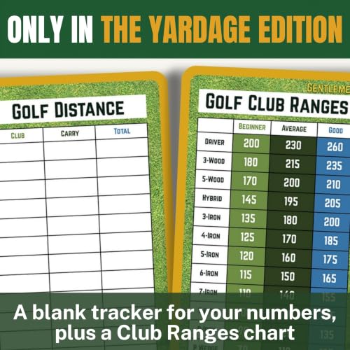 Golf Practice & Play Cheat Sheets Yardage Training Aid - Waterproof Pocket Guide