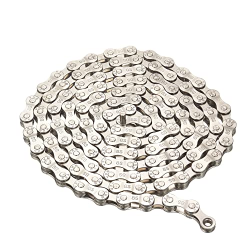6/7/8 Speed Silver Bicycle Chain - 116 Links, Full Plating, Includes Master Links & Chain Tool