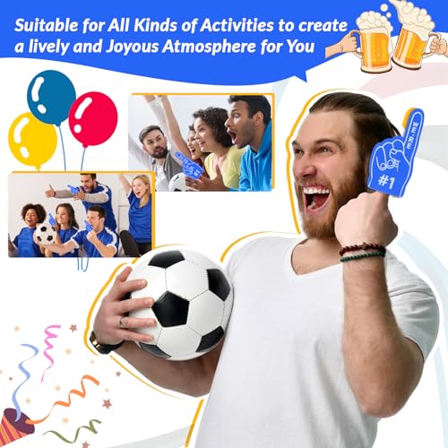 24 Pcs Mini Foam Fingers Baseball Party Favors We Are #1 Sports Foam Finger For Dodgers Fans Field Day Accessories Team Present Purple Party Decorations (Blue)