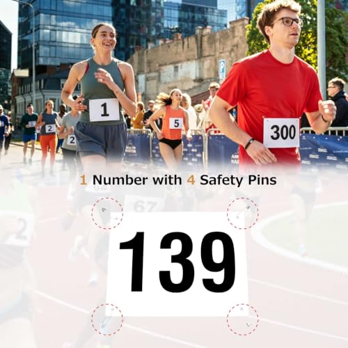 Running Bib Competitor Numbers Waterproof Tearproof 6x7.5 Inches with Safety Pins - Variation #02