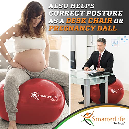 SmarterLife 45cm Red Exercise Ball for Yoga, Pregnancy & Fitness