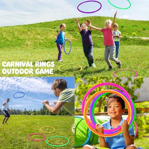 4.7 Inch Plastic Ring Toss Rings Set - 48 Colorful Carnival Game Rings