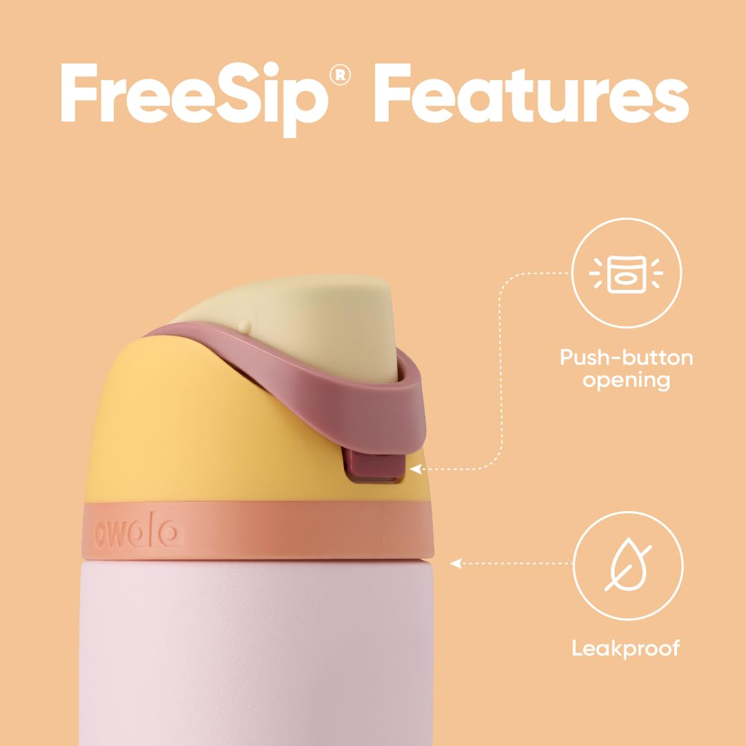 Owala FreeSip Insulated Stainless Steel Water Bottle with Straw for Sports and Travel, BPA-Free, 24 Ounce, Candy Store