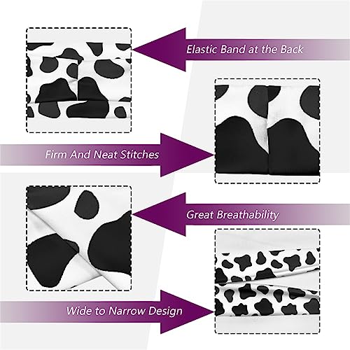 Women's Cow Print Sports Headbands - Lightweight Breathable Non-Slip Workout Sweatbands for Running & Yoga
