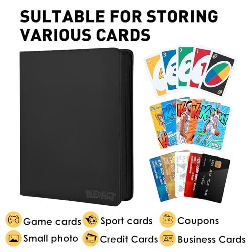 16 Pocket Card Binder - Ringless Trading Card Organizer - Black (16 Pockets)