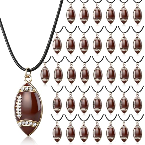 Football Necklaces 36 Pack Team Gift for Athletes Men Women Adjustable Pendant Jewelry