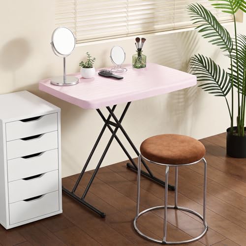 Pink Granite 30 Inch Adjustable Folding Table - Heavy Duty Utility Desk