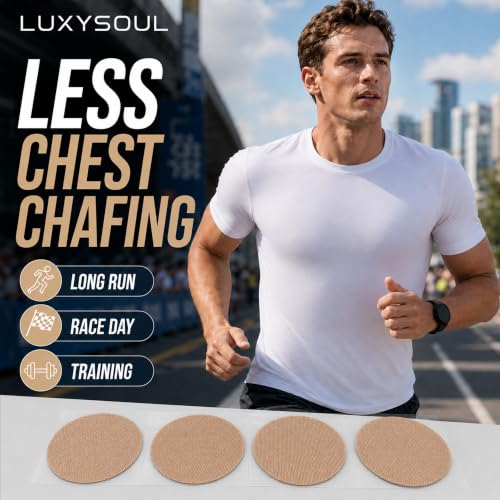 LUXYSOUL Beige Men's Nipple Covers 100 Pcs - No Show, Long Lasting for Running & Gym