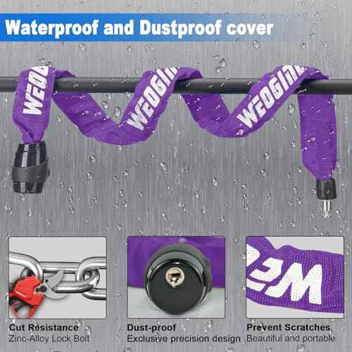Bike Lock, Heavy Duty Anti-Theft 2.72 Ft Security Chain with 3 Keys, Waterproof for Bicycle,Scooter, Motorcycle, Door, Gate, Fence