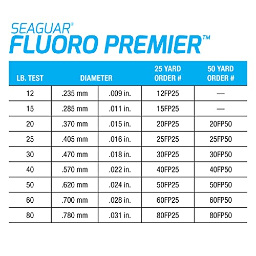 Seaguar Fluoro Premier Saltwater Fishing Line Shock Leader 30lb 50yds Clear
