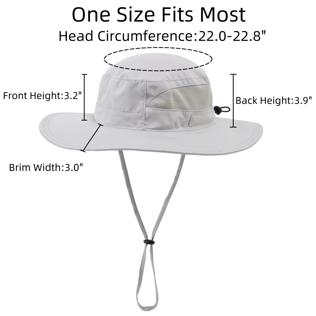 Connectyle Womens Sun Hat Outdoor Wide Brim Boonie Sun Hat Summer Beach Hats UV Protection Fishing Safari Cap Light Grey