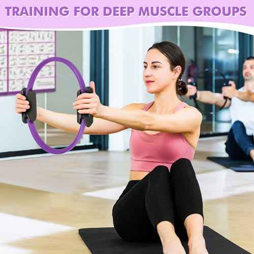 Pilates Ring Set with Resistance Bands Set, Pilates Ball, Sliding Disks ? Workout Equipment Home Gym Includes Complete Fitness Poster