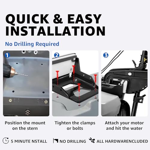 Aluminum Trolling Motor Mount for Kayaks and Canoes Up to 3 HP