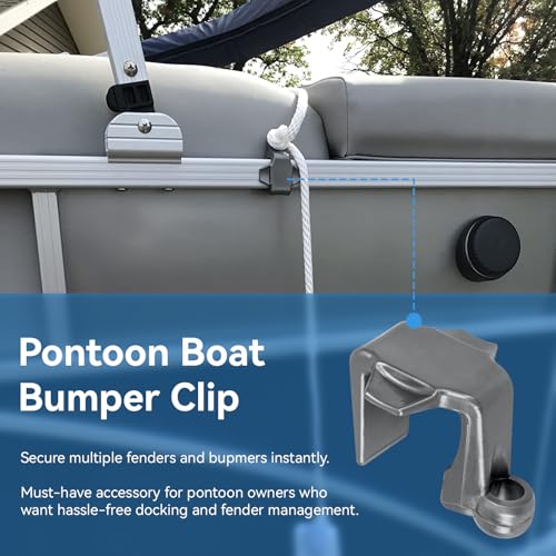 Pontoon Boat Fender Clips 4 Pack - Adjustable Square Rail Bumper Holders