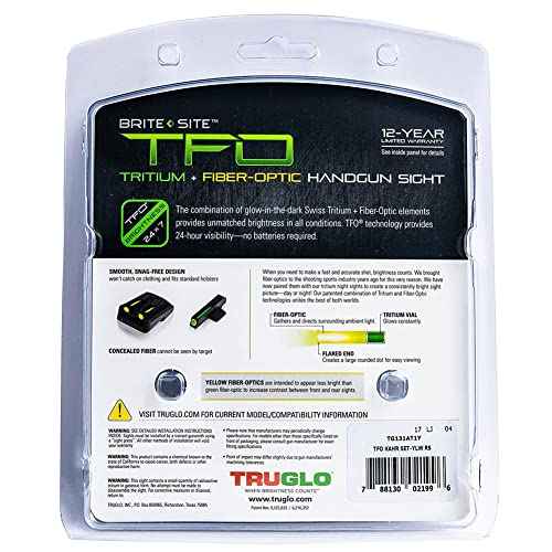 TRUGLO TFO Tritium & Fiber-Optic Handgun Sight Durable Snag-Resistant Glowing Night Sight, Compatible with Kahr Arms Handguns