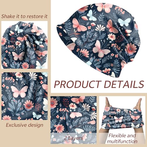 Deokke Butterfly Flower Slouchy Chemo Cap - Lightweight Head Wrap for Women Girls Men - Variation I-7-butterfly Flower