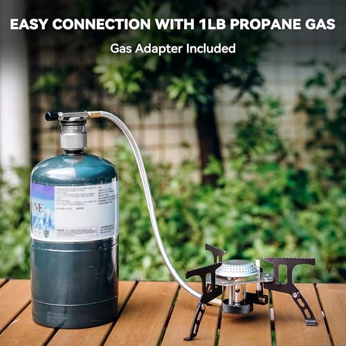 Black Portable Camping Gas Stove 3500W with Piezo Ignition & Carry Bag