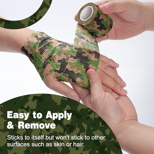 Camo Self Adhesive Bandage Wrap 16 Pack - 2 Inch x 5 Yards Elastic Cohesive Wrap for Sports, Wounds, Tattoos - Variation: Camo / 2IN - 16Pack