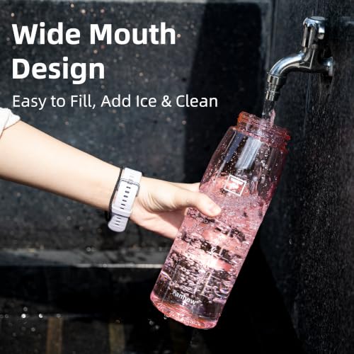 Fanhaw 32 oz Clear Plastic Water Bottle with Chug Lid & Black Cap - Variation of THIS listing