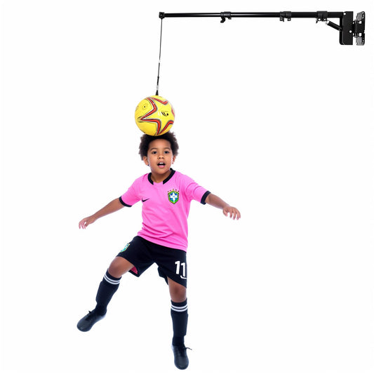 HZ-WONMIO Soccer Heading Rebound Trainer,Black Metal Wall Kick Back,Soccer Training Equipment for Ball Jump & Heading Training
