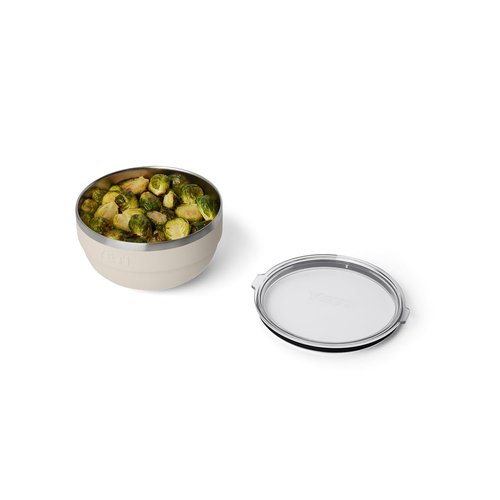 YETI Rambler Bowl, Vacuum Insulated, Stackable and Nestable Stainless Steel Bowl with Lid, 2 Quart, Cape Taupe
