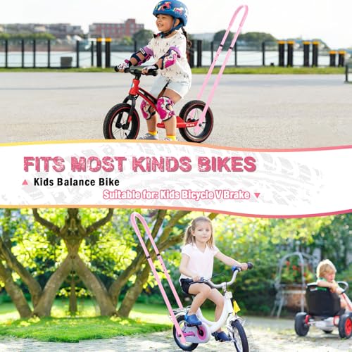 Height Adjustable Kids Bike Safety Trainer Handle with Pink Finish