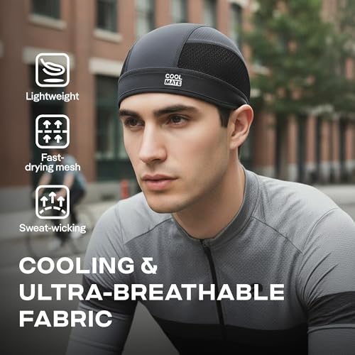 Breathable Cooling Skull Cap Helmet Liner for Men Women - Pack 3 Black Grey Navy