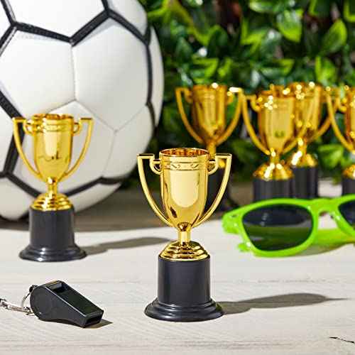 Juvale Mini Trophies Bulk - 4 in, Gold-Plated Plastic, 24-Pack - Trophies for Kids & Adults - Sports, School & Party Awards