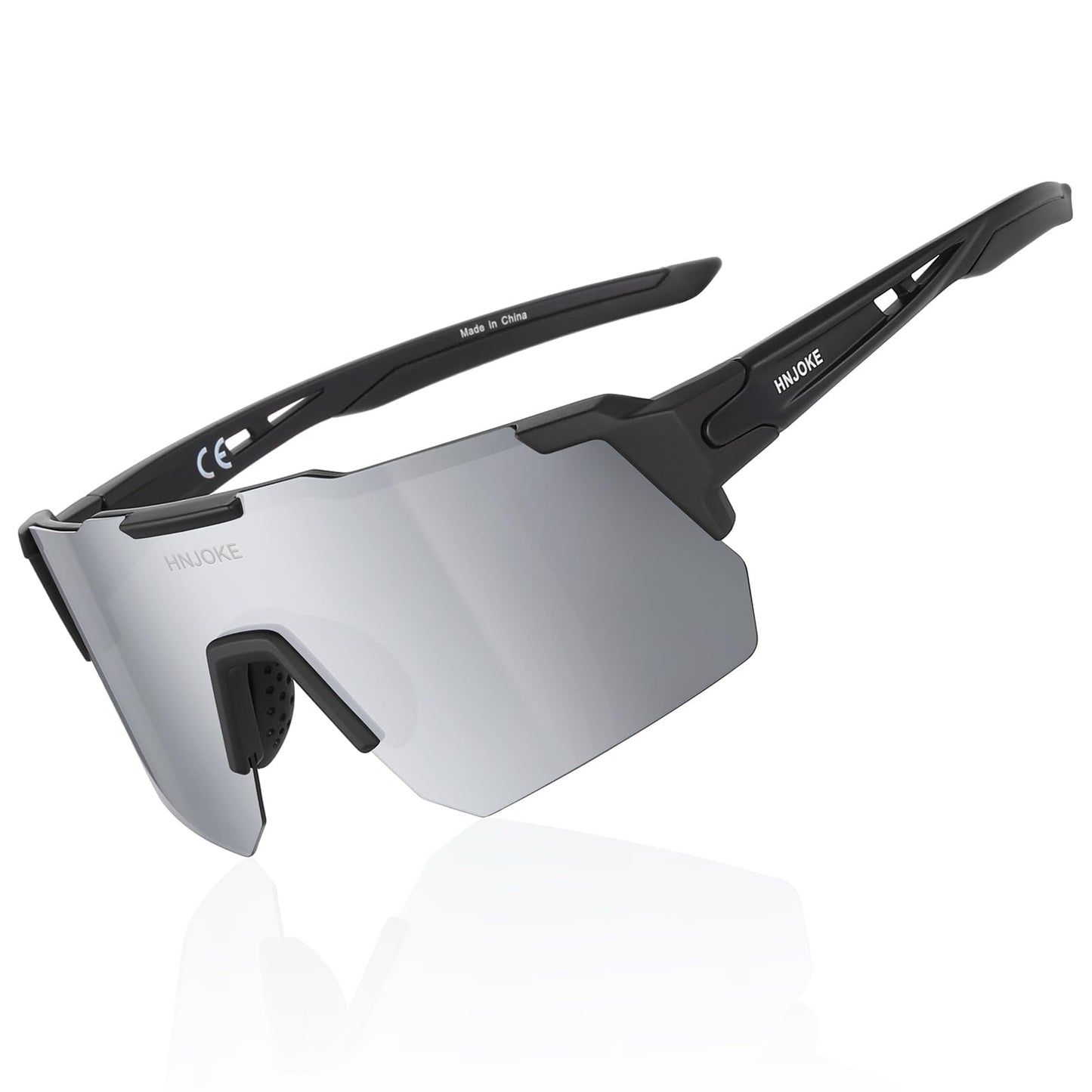 HNJOKE Sports Polarized Sunglasses, UV 400 Protection Sun Glasses Women, Mens Glasses for Cycling Biking Running Hiking Golf Fishing, Black