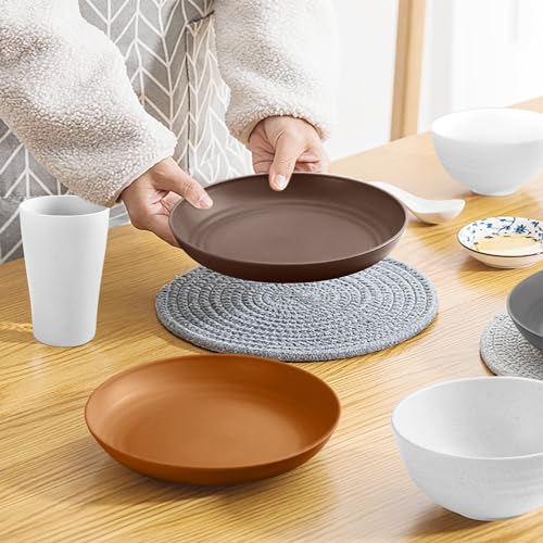Farmhouse Dinnerware Set - 32-Piece Plates & Bowls for Kitchen & Dining, Wheat Straw Material