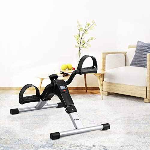 Folding Pedal Exerciser, Mini Under Desk Bike - Portable Foot Hand Cycle Peddler Machine Bicycle Exerciser for Arm Leg While Sitting