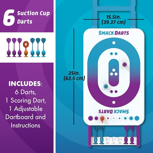 Indoor & Outdoor Dart Board Game with Suction Cup Darts - 12 x 24 Inches