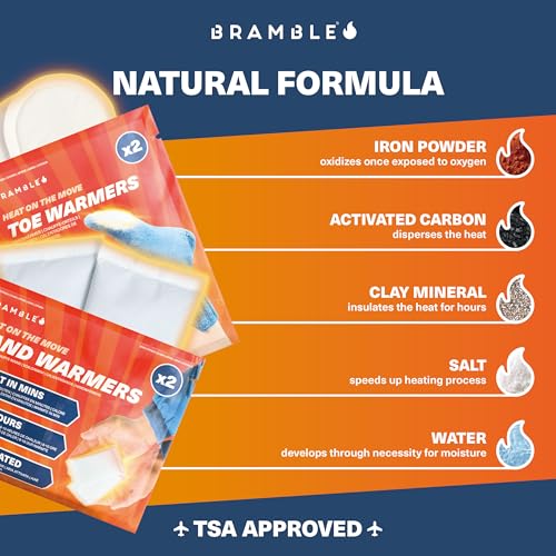 Bramble Hand and Foot Warmers 40 Pack - Long-Lasting 8-Hour Heat for Outdoor Activities