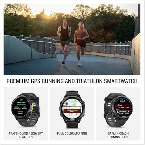 Garmin¢ç Forerunner¢ç 970, Premium GPS Running and Triathlon Smartwatch, AMOLED Display, Built-in LED Flashlight, Carbon Gray DLC Titanium with Black Case and Black/Translucent Whitestone Band