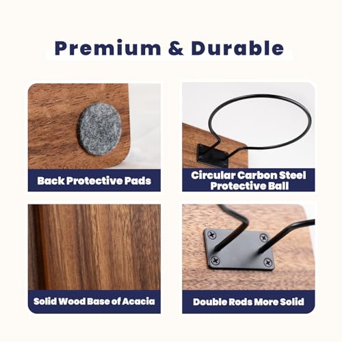 Acacia Wall Mount Basketball Holder Rack for Sports Balls - Set of 2