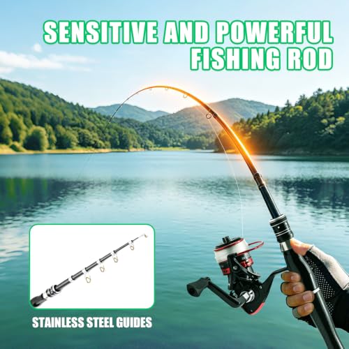 Telescopic Carbon Fiber Fishing Rod and Reel Combo Set - 1.8M/5.9FT Black