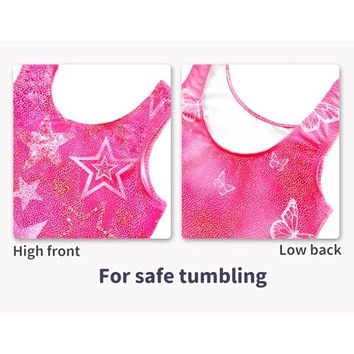 Snowheart Gymnastics Leotards for Girls 2-Pack, Sparkly Toddler Biketards Sleeveless for Tumbling Dance Classes