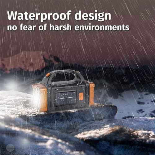 High Lumens Solar Flashlight - LED Work Light with USB-C Rechargeable, Waterproof, Multi-Function Flashlight & Lantern for Camping, Emergencies, and Outdoor