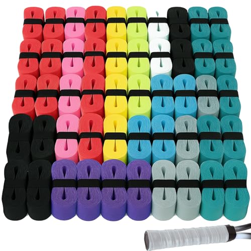 100pcs Tennis Racket Grip Tape Set - Precut Sweat-Absorbing, Anti-Slip Tennis Overgrip in 10 Colors