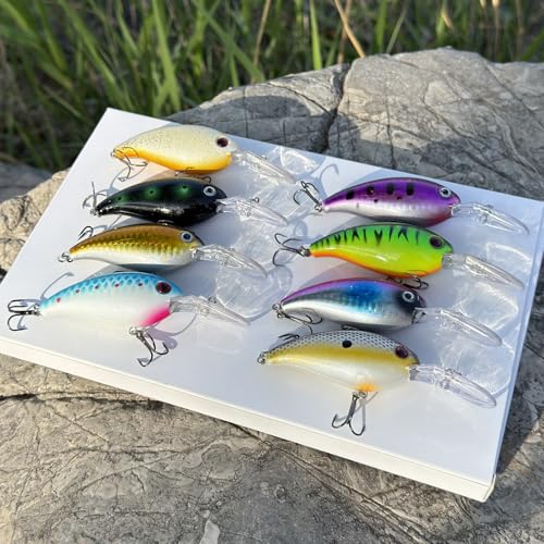 Deep Diving Crankbait Lures Kit - 8 Assorted Hard Swimbaits for Freshwater & Saltwater