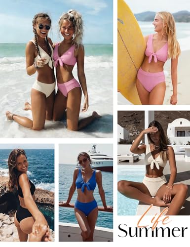 High Waisted Bikini Set with Tummy Control - Two Piece Swimsuit for Women
