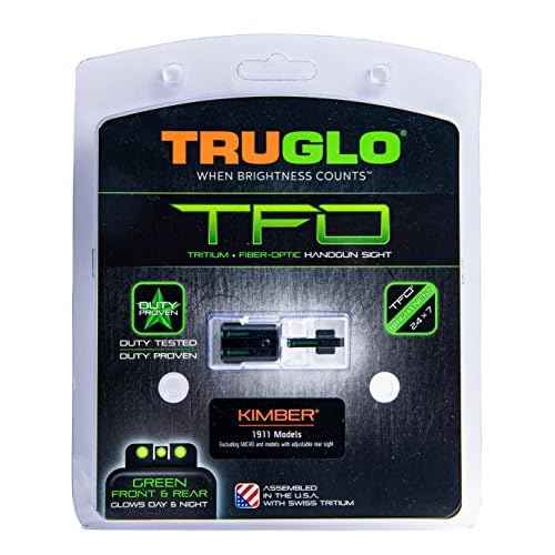 Truglo TFO Tritium & Fiber-Optic Sight Durable Snag-Resistant Glowing Night Sight, Compatible with Kimber 1911 Models with Fixed Rear Sight (Excluding Micro Series)
