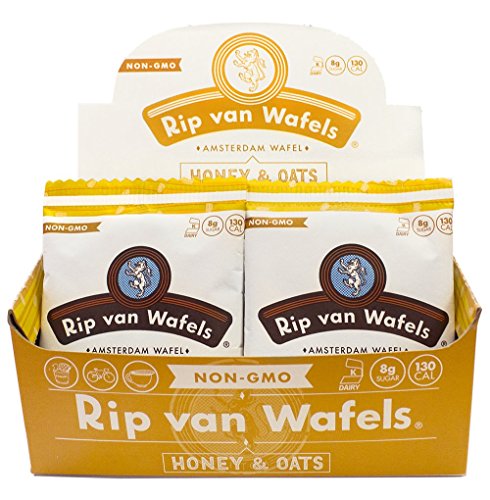 Rip Van Wafels Honey Oats Snack Wafels 1.2oz Pack of 16 - Crispy Handmade Treats