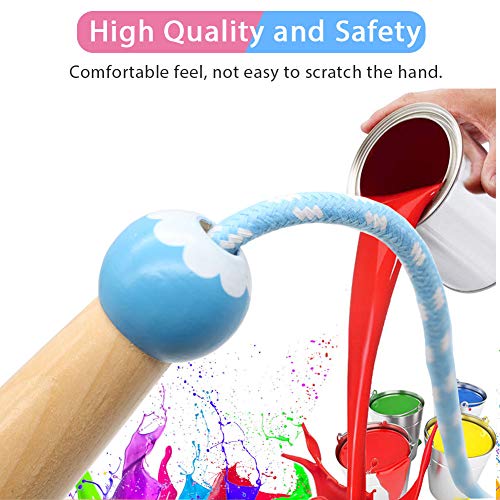 Kids Jump Rope 7ft Adjustable Cotton with Wooden Handle Pink+Blue