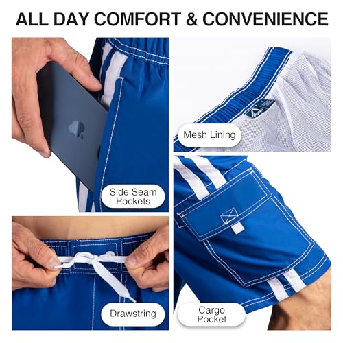 Men's Swim Trunks Medium Barracuda Royal Blue - Quick Dry, UPF 50+